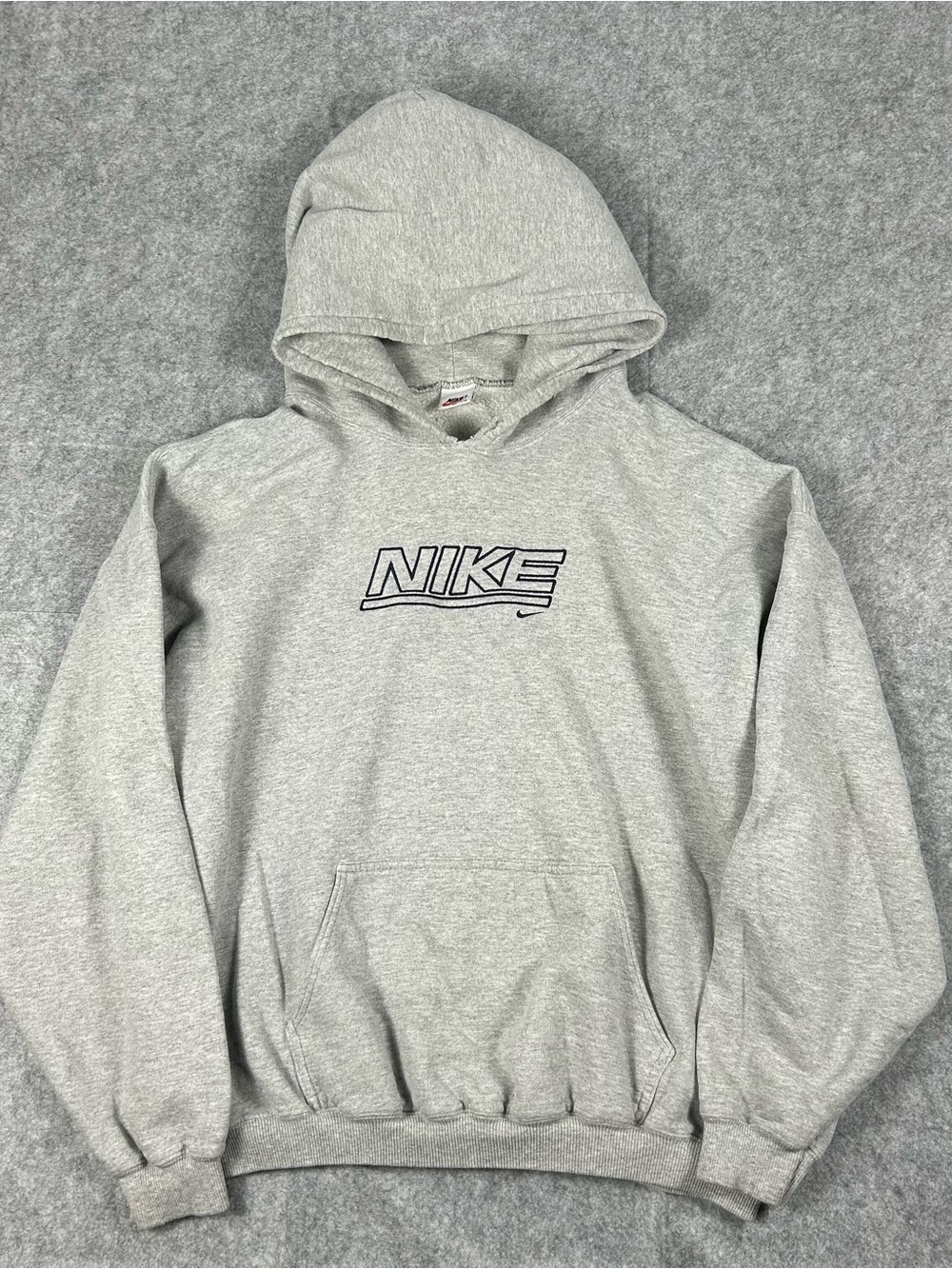 Vintage 90s Nike Center Swoosh Hoodie Boxy Gray Size XL